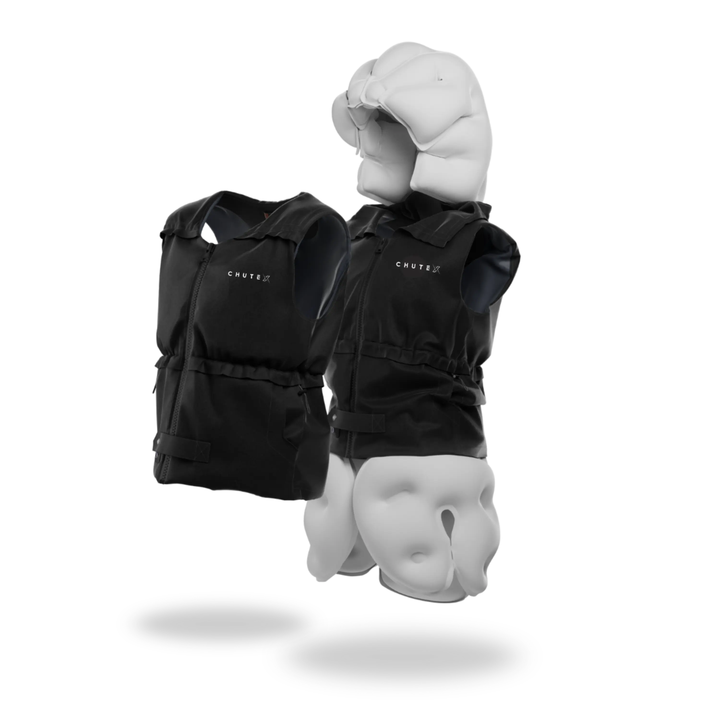 Chutex Elder airbag vest made in France, front and side view, senior fall protection