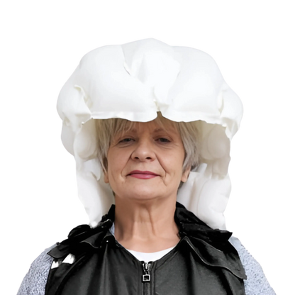 Elderly person wearing Chutex Elder vest with inflated airbag, French-made fall protection